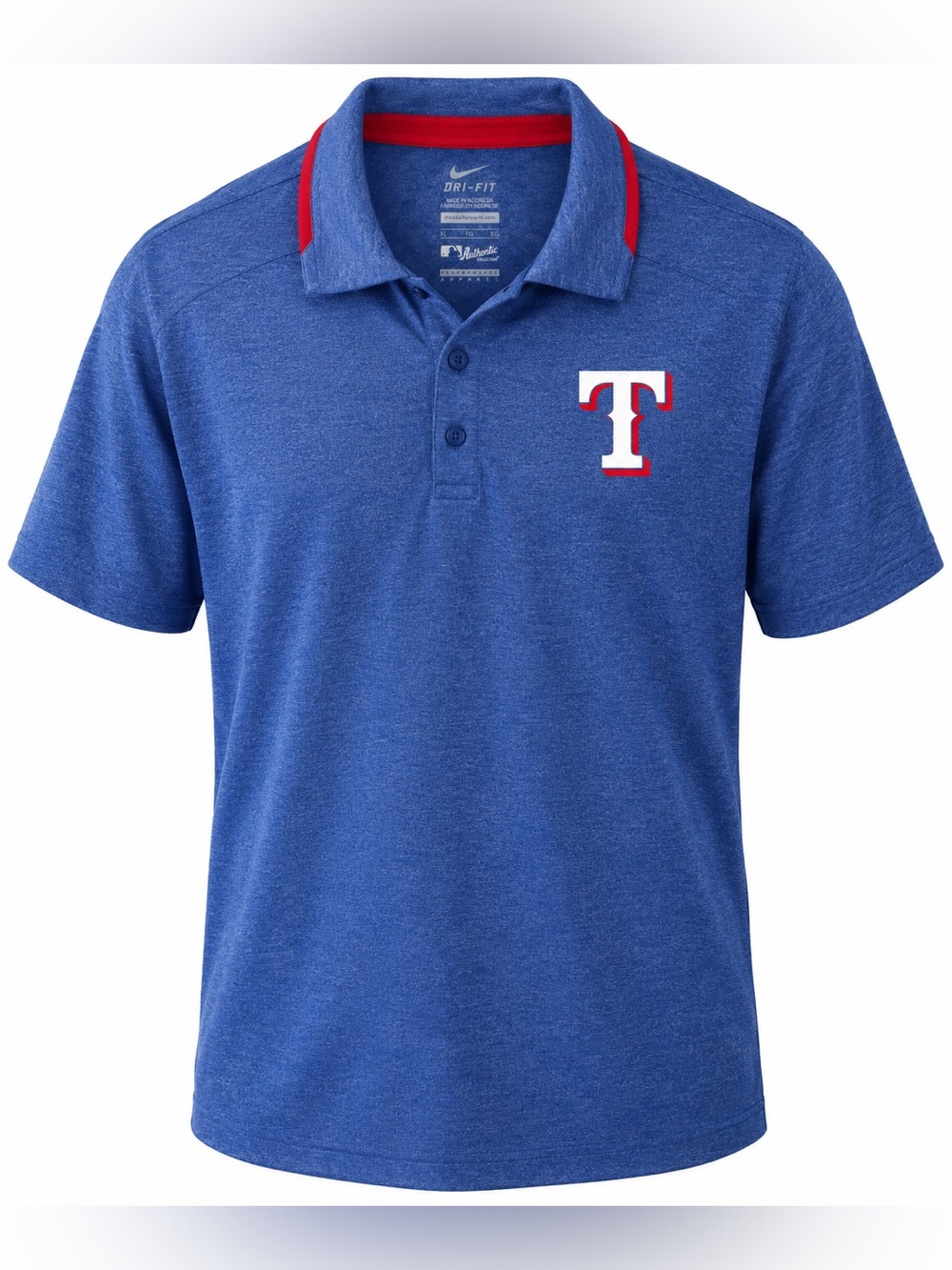 Nike Texas Rangers MLB Dri-FIT Performance Polo Blue Red with Logo Men’s Size XL